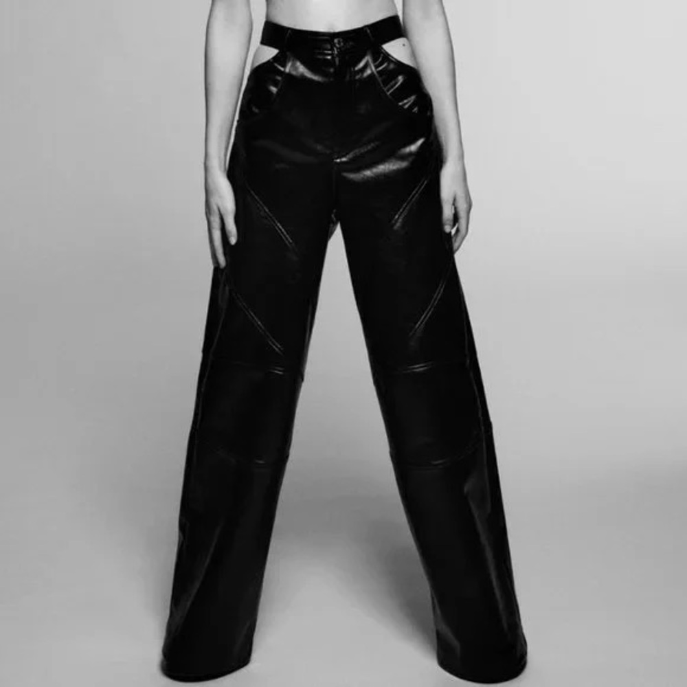 Zara Black Wide Leg Cut-Out Pants